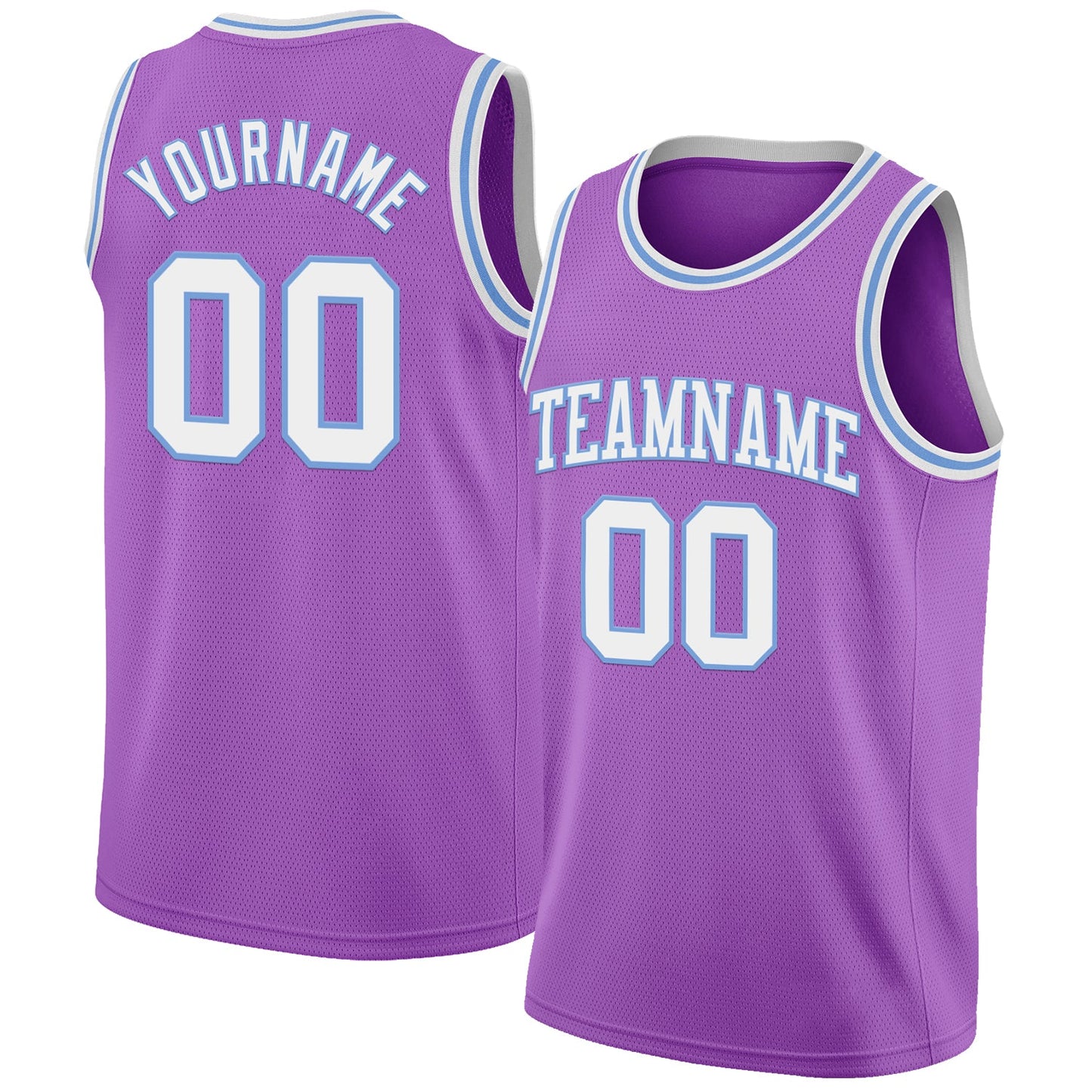 Custom Medium Purple White-Light Blue Authentic Basketball Jersey - Main View