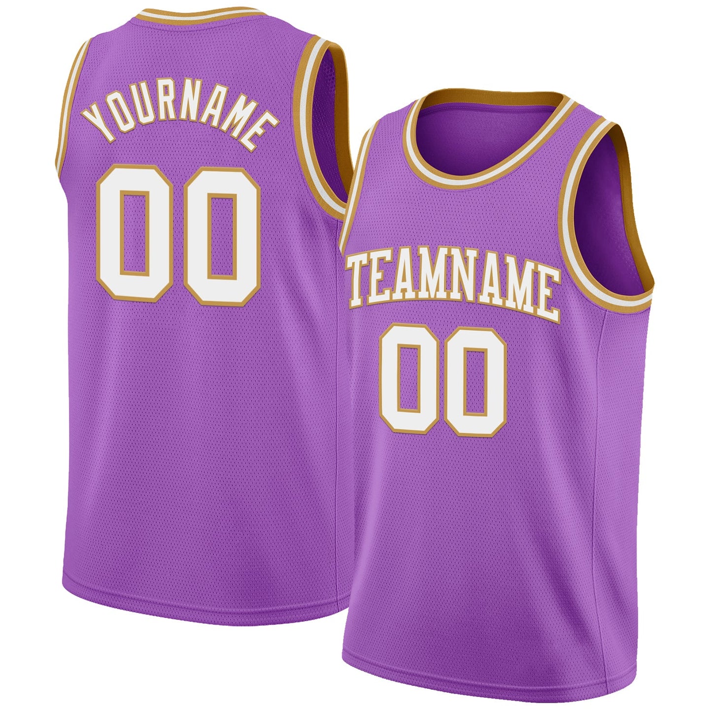 Custom Medium Purple White-Old Gold Authentic Basketball Jersey - Main View