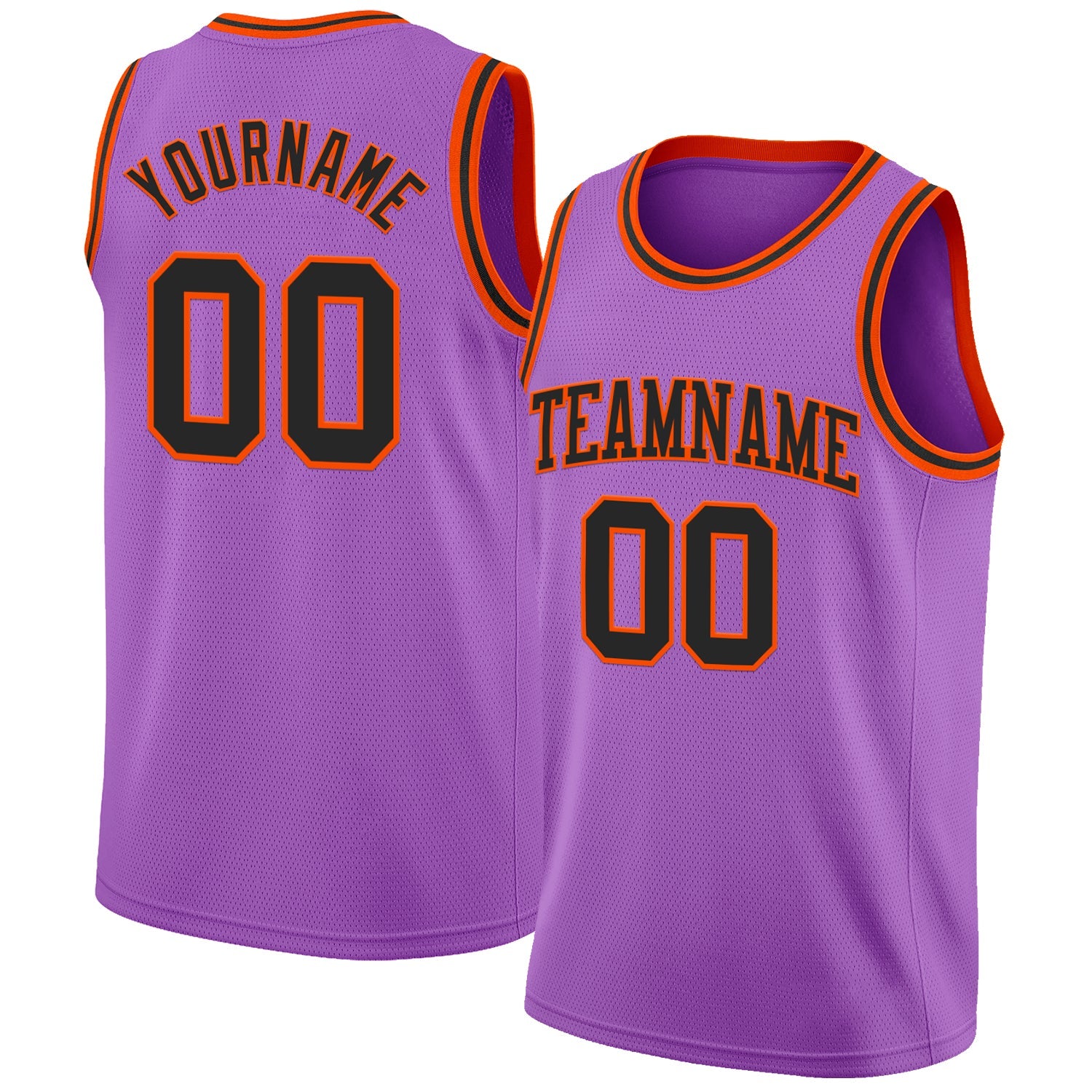 Custom Medium Purple Black-Orange Authentic Basketball Jersey - Main View