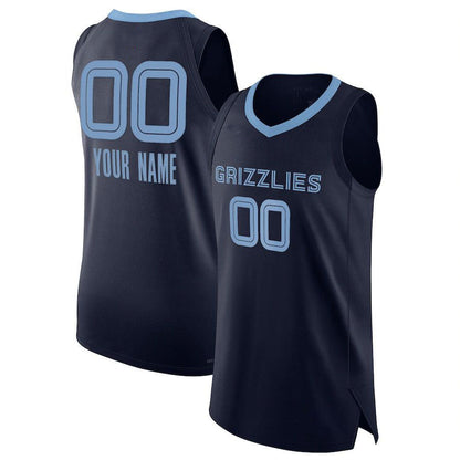 Custom M.Grizzlies 2021-22 Diamond Swingman Authentic  Jersey Navy  Icon Edition Stitched Basketball Jersey - Main View