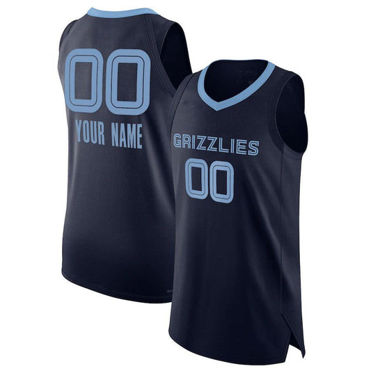 Custom M.Grizzlies 2021-22 Diamond Swingman Authentic  Jersey Navy  Icon Edition Stitched Basketball Jersey - Main View