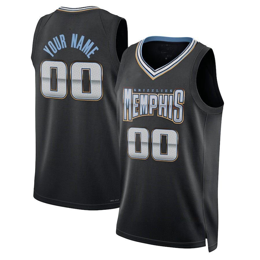 Custom M.Grizzlies Unisex 2022-23 Swingman Jersey City Edition Black Stitched Basketball Jersey - Main View