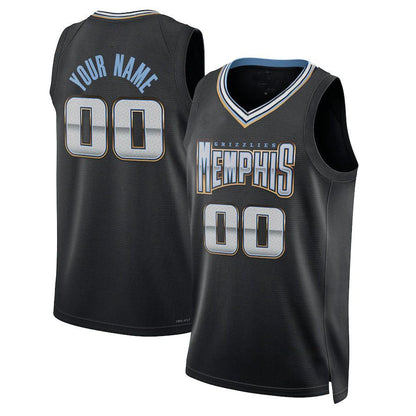 Custom M.Grizzlies Unisex 2022-23 Swingman Jersey City Edition Black Stitched Basketball Jersey - Main View