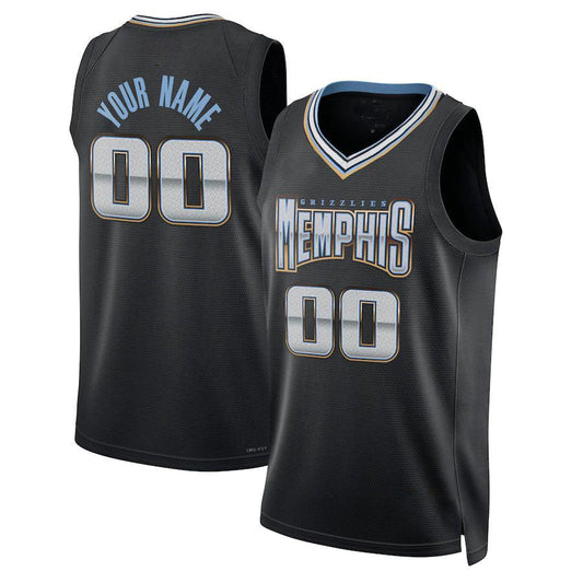 Custom M.Grizzlies Unisex 2022-23 Swingman Jersey City Edition Black Stitched Basketball Jersey - Main View