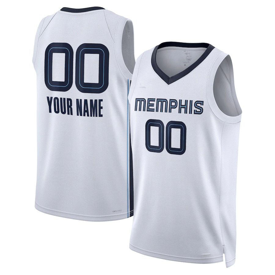 Custom M.Grizzlies Unisex 2022-23 Swingman Jersey White Association Edition Stitched Basketball Jersey - Main View