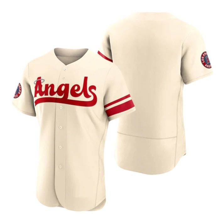 Baseball Jerseys Men Los Angeles Angels Blank Cream Stitched 2022 City Connect Jersey - Main View