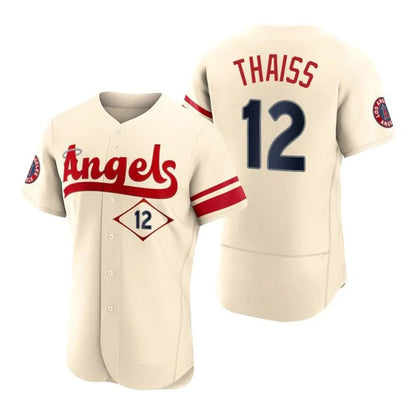 Baseball Jerseys Men Los Angeles Angels #12 Matt Thaiss Cream Stitched 2022 City Connect Jersey - Main View