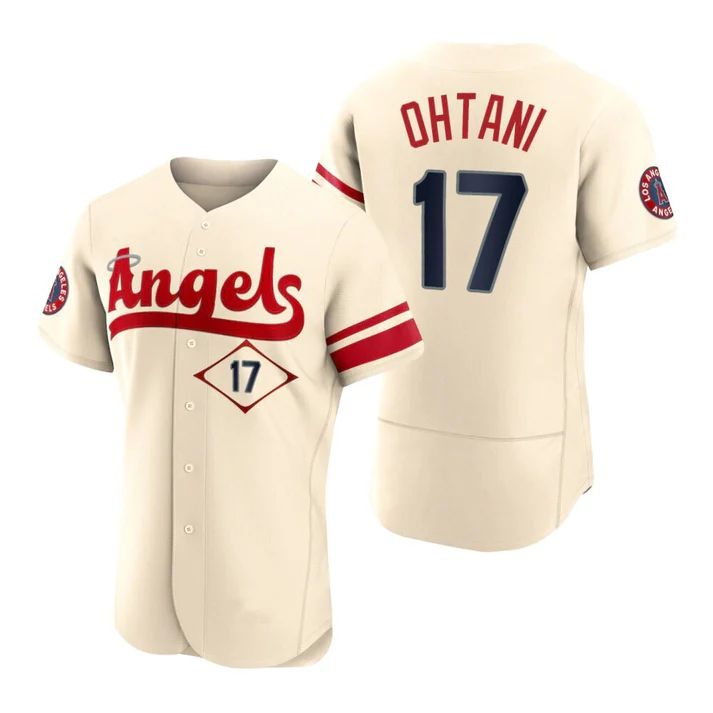 Baseball Jerseys Men Los Angeles Angels #17 Shohei Ohtani Cream Stitched 2022 City Connect Jersey - Main View