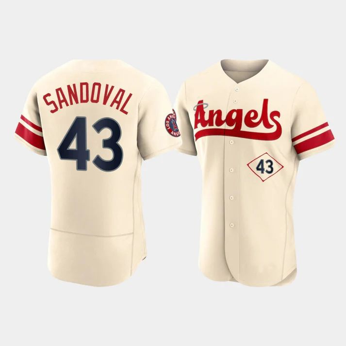 Baseball Jerseys Men Los Angeles Angels #43 Patrick Sandoval Cream Stitched 2022 City Connect Jersey - Main View