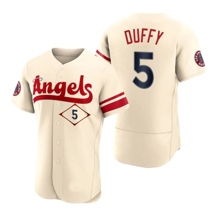 Baseball Jerseys Men Los Angeles Angels #5 Matt Duffy Cream Stitched 2022 City Connect Jersey - Main View