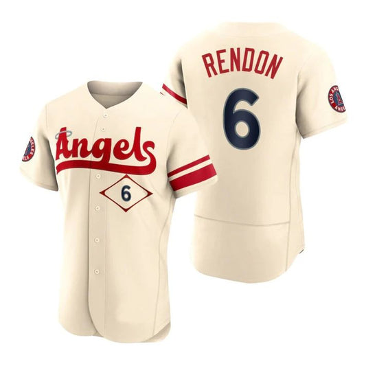 Baseball Jerseys Men Los Angeles Angels #6 Anthony Rendon Cream Stitched 2022 City Connect Jersey - Main View