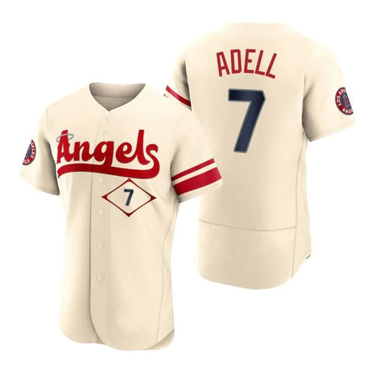 Baseball Jerseys Men Los Angeles Angels #7 Jo Adell Cream Stitched 2022 City Connect Jersey - Main View