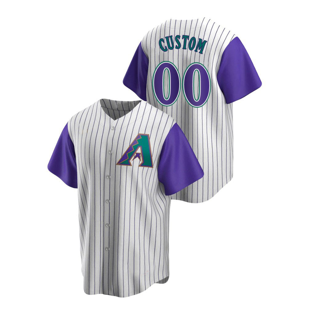 Custom Men's A.Diamondback #00  Alternate Cooperstown Collection Cream Purple Jersey - Main View