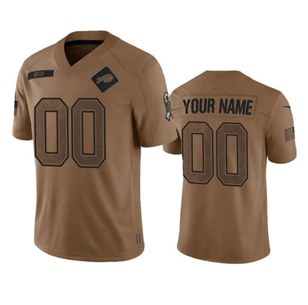 Custom B.Bills Active Player Custom 2023 Brown Salute To Service Limited Football Stitched Jersey - Main View