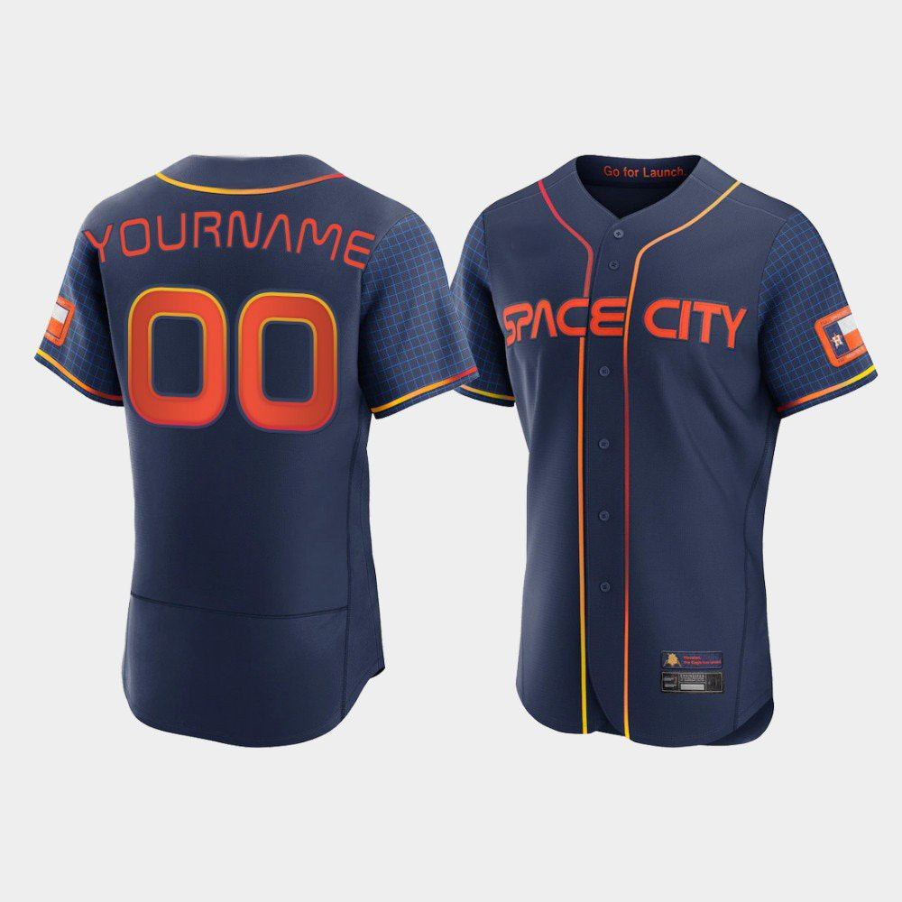Custom Houston Astros Baseball Jerseys New Navy Stitched 2022 Space City Connect Jersey Elite - Main View