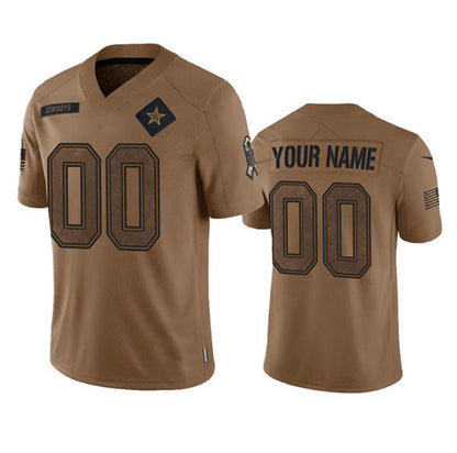 Custom D.Cowboys Active Player Custom 2023 Brown Salute To Service Limited Stitched Jersey American Football Jerseys - Main View
