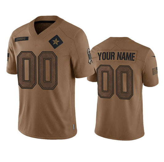 Custom D.Cowboys Active Player Custom 2023 Brown Salute To Service Limited Stitched Jersey American Football Jerseys - Main View