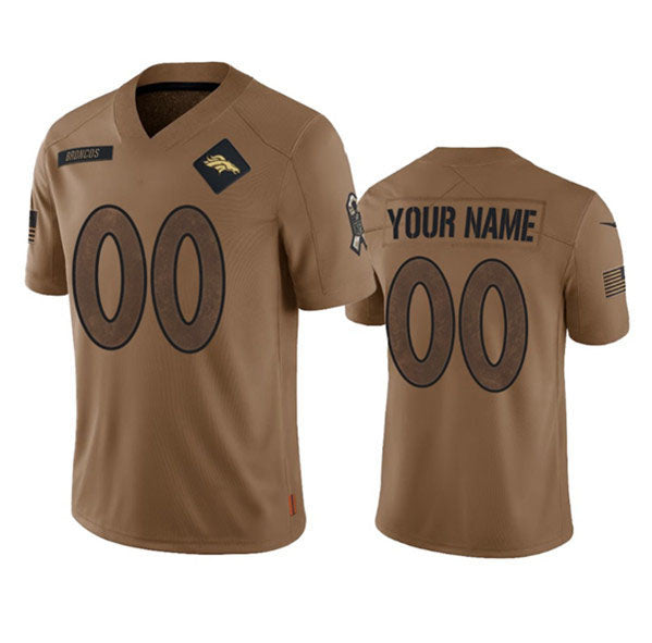 Custom D.Broncos Active Player Custom 2023 Brown Salute To Service Limited Stitched Jersey American Football Jerseys - Main View