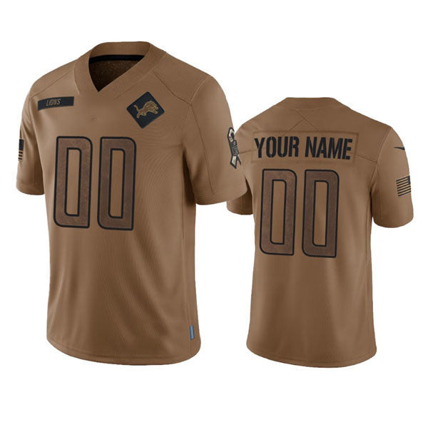 Custom D.Lions Active Player Custom 2023 Brown Salute To Service Limited Stitched Jersey American Football Jerseys - Main View