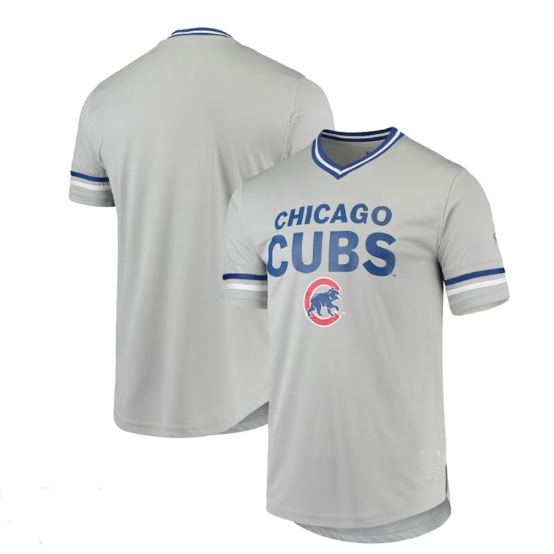 Chicago Cubs Gray Replica V-Neck Jersey Baseball Jerseys - Main View