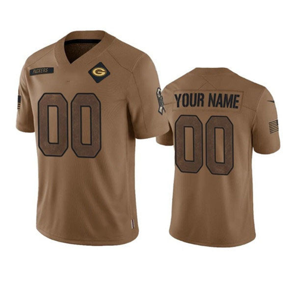 Custom GB.Packers Active Player Custom 2023 Brown Salute To Service Limited Stitched Jersey American Football Jerseys - Main View
