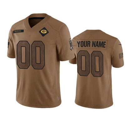 Custom GB.Packers Active Player Custom 2023 Brown Salute To Service Limited Stitched Jersey American Football Jerseys - Main View