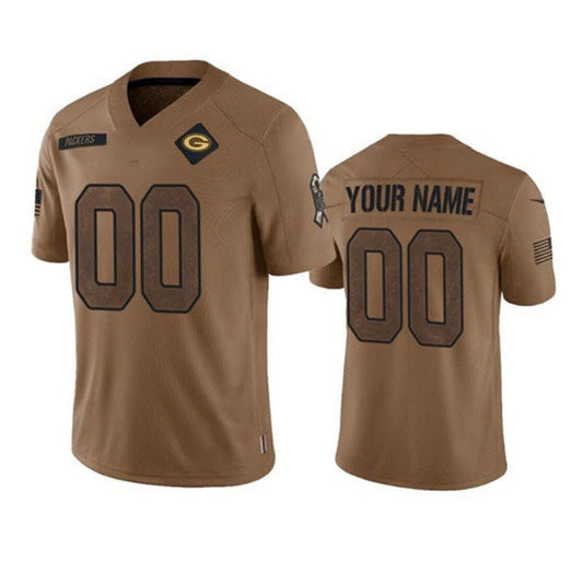 Custom GB.Packers Active Player Custom 2023 Brown Salute To Service Limited Stitched Jersey American Football Jerseys - Main View