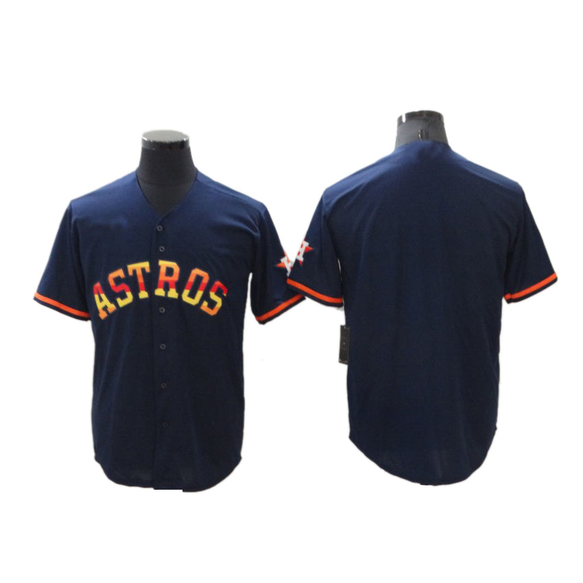 Mens Baseball Houston Astros Blank Navy Rainbow Stitched Jersey - Main View