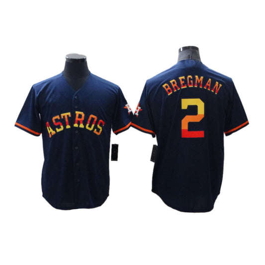 Men's Baseball Houston Astros Alex Bregman Navy Rainbow Stitched Jersey - Main View