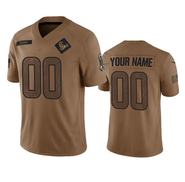 Custom H.Texans Active Player Custom 2023 Brown Salute To Service Limited Stitched Jersey American Football Jerseys - Main View