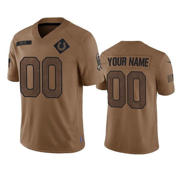 Custom IN.Colts Active Player Custom 2023 Brown Salute To Service Limited Stitched Jersey American Football Jerseys - Main View
