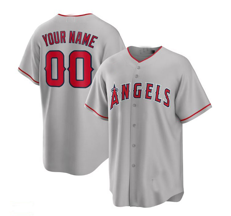 Custom Los Angeles Angels Gray Road Custom Replica Jersey Stitched Baseball Jerseys - Main View