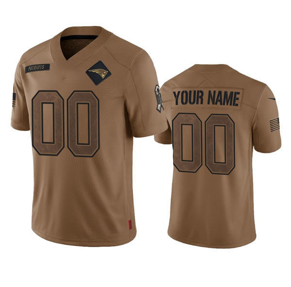 Custom NE.Patriots 2023 Brown Salute To Service Limited Stitched Jersey American Football Jerseys - Main View