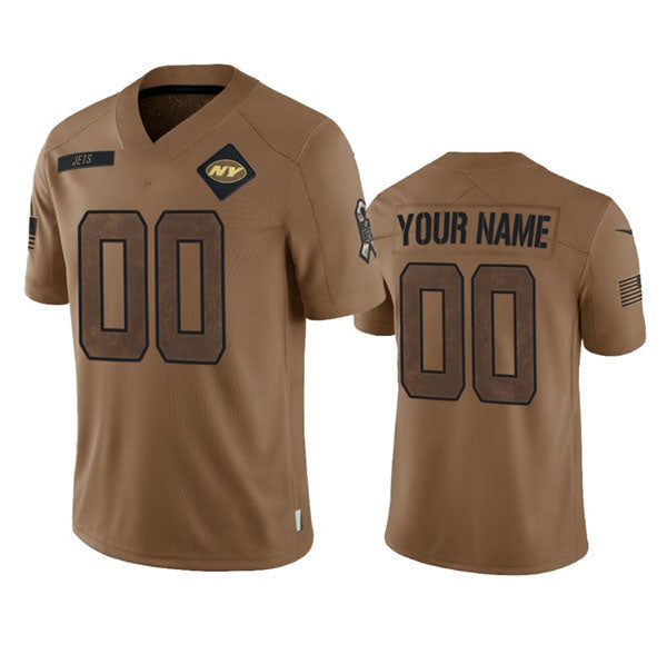 Custom NY.Jets 2023 Brown Salute To Service Limited Stitched Jersey American Football Jerseys - Main View