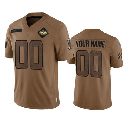 Custom NY.Jets 2023 Brown Salute To Service Limited Stitched Jersey American Football Jerseys - Main View