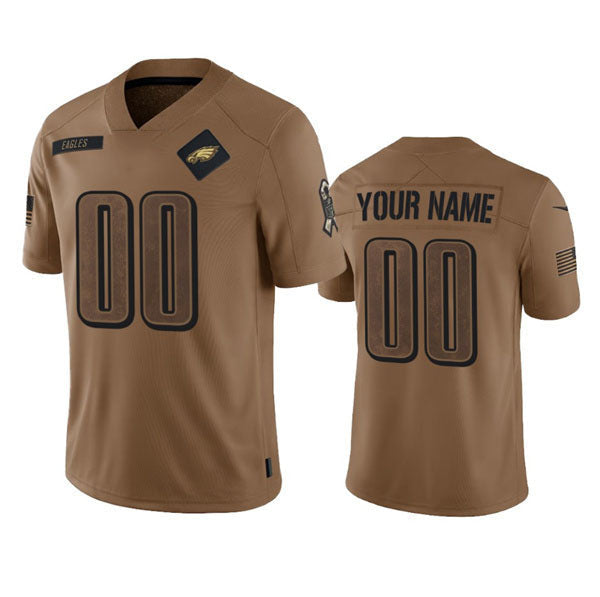 Custom P.Eagles 2023 Brown Salute To Service Limited Stitched Jersey American Football Jerseys - Main View