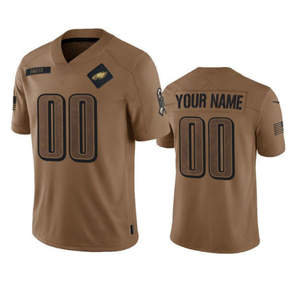 Custom P.Eagles 2023 Brown Salute To Service Limited Stitched Jersey American Football Jerseys - Main View