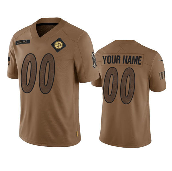 Custom P.Steelers 2023 Brown Salute To Service Limited Stitched Jersey American Football Jerseys - Main View