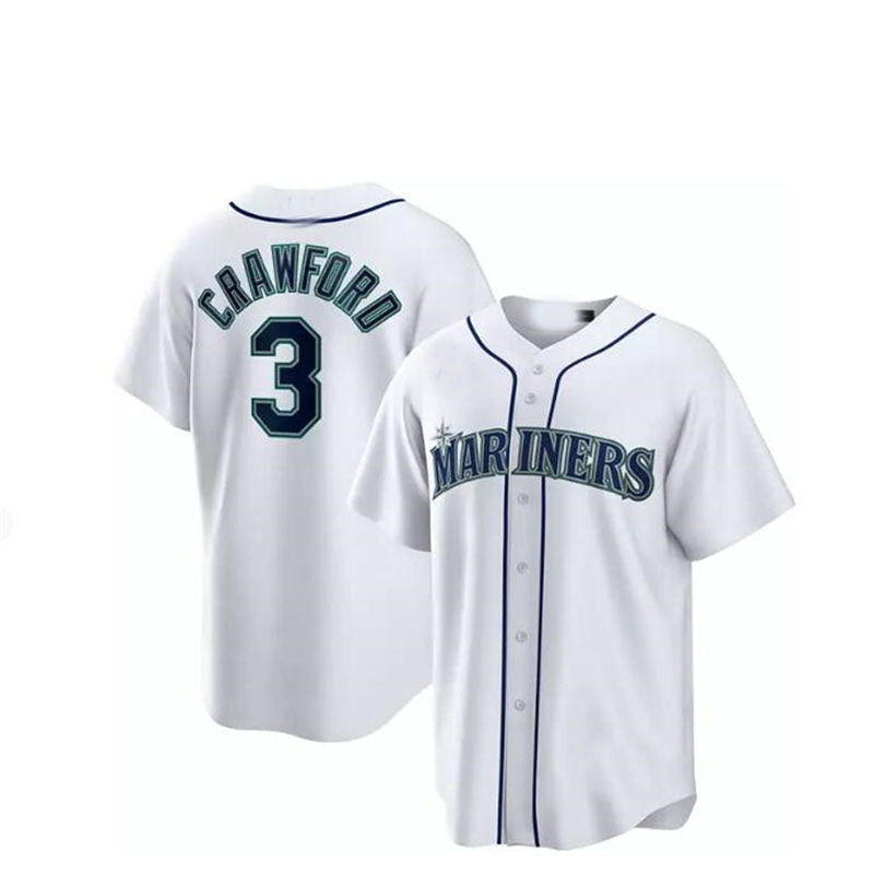 Seattle Mariners #3 J.P. Crawford White Cool Base Home Jersey Baseball Jerseys - Main View