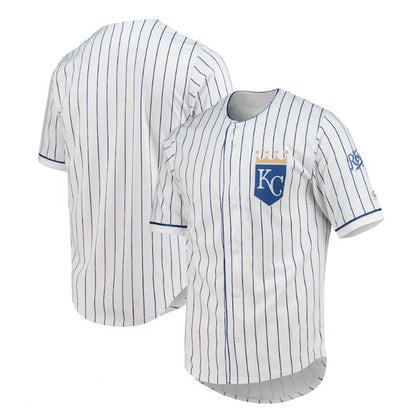 Kansas City Royals True-Fan White Royal Pinstripe Jersey Baseball Jerseys - Main View