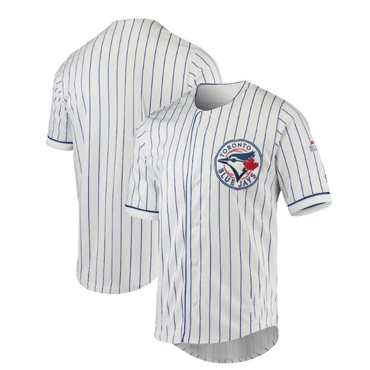 Toronto Blue Jays True-Fan White Royal Pinstripe Jersey Baseball Jerseys - Main View