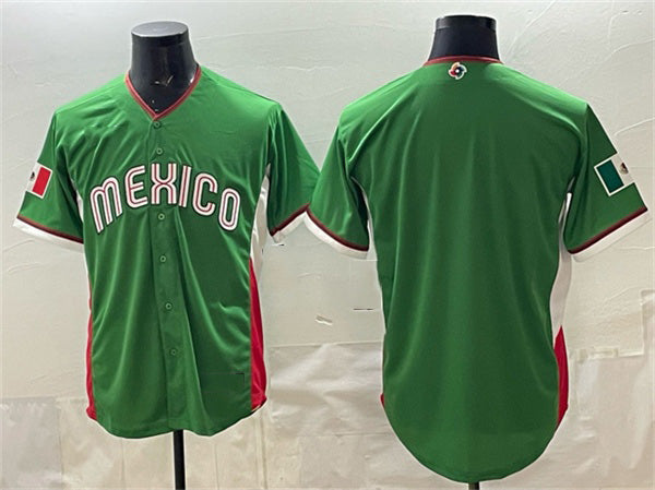 Mexico Baseball Blank Green 2026 World Baseball Classic Home Stadium Stitched Baseball Jersey - Main View