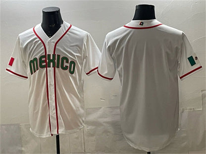 Mexico Baseball Blank White 2026 World Baseball Classic Home Stadium Stitched Baseball Jersey - Main View