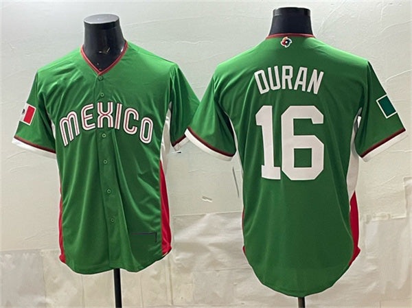 Mexico Baseball #16 Jarren Duran Green 2026 World Baseball Classic Home Stadium Stitched Baseball Jersey - Main View