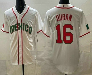 Mexico Baseball #16 Jarren Duran White 2026 World Baseball Classic Cool Base Stitched Baseball Jersey - Main View