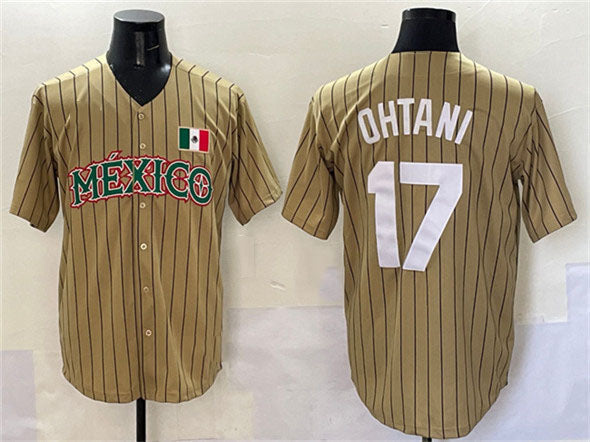 Mexico Baseball #17 Shohei Ohtani Tan 2023 World Baseball Classic Stitched Jersey - Main View
