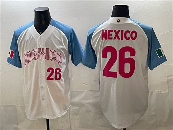 Mexico Baseball #26 Mexico White 2026 World Baseball Classic Home Stadium Stitched Baseball Jersey - Main View