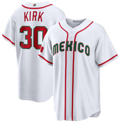 Mexico Baseball #30 Alejandro Kirk White 2026 World Baseball Classic Home Stadium Stitched Baseball Jersey - Main View