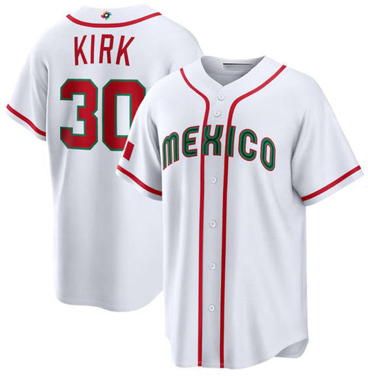 Mexico Baseball #30 Alejandro Kirk White 2026 World Baseball Classic Home Stadium Stitched Baseball Jersey - Main View