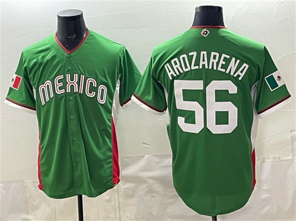 Mexico Baseball #56 Randy Arozarena Green 2026 World Baseball Classic Home Stadium Stitched Baseball Jersey - Main View